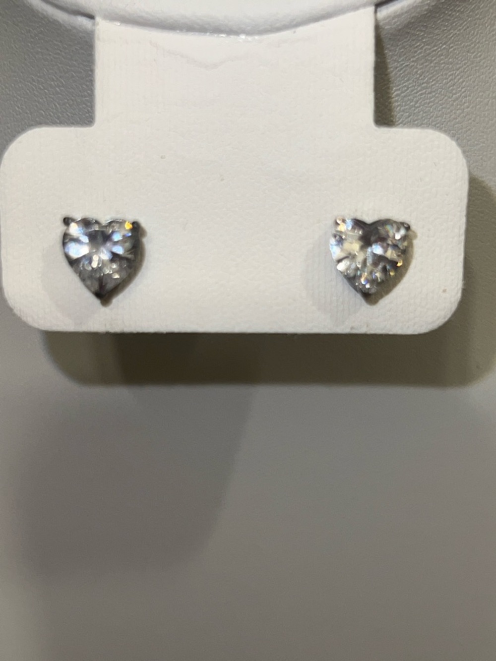 Sterling Silver Heart-Shaped Clear Crystal Stud Earrings